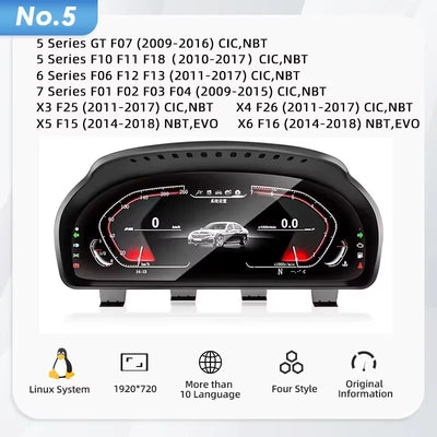 Tableau de Bord Numérique BMW E90 F30 E60 X5 - vue de profil 2 - Becquet Voiture