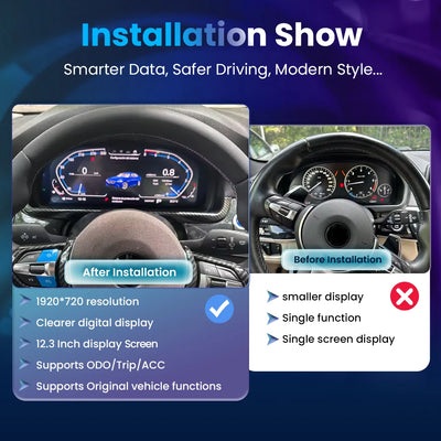 Tableau de Bord Numérique BMW F10 F11 CarPlay Android Auto - vue arrière - Becquet Voiture