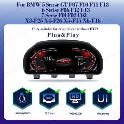 Tableau de Bord Numérique BMW F10 F11 CarPlay Android Auto - vue de dessus - Becquet Voiture