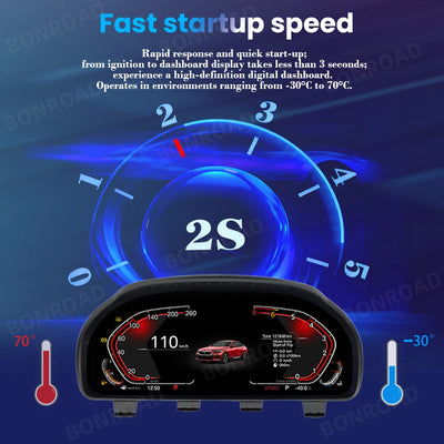 Tableau de Bord Numérique BMW F10 F11 CarPlay Android Auto - vue de trois-quarts - Becquet Voiture