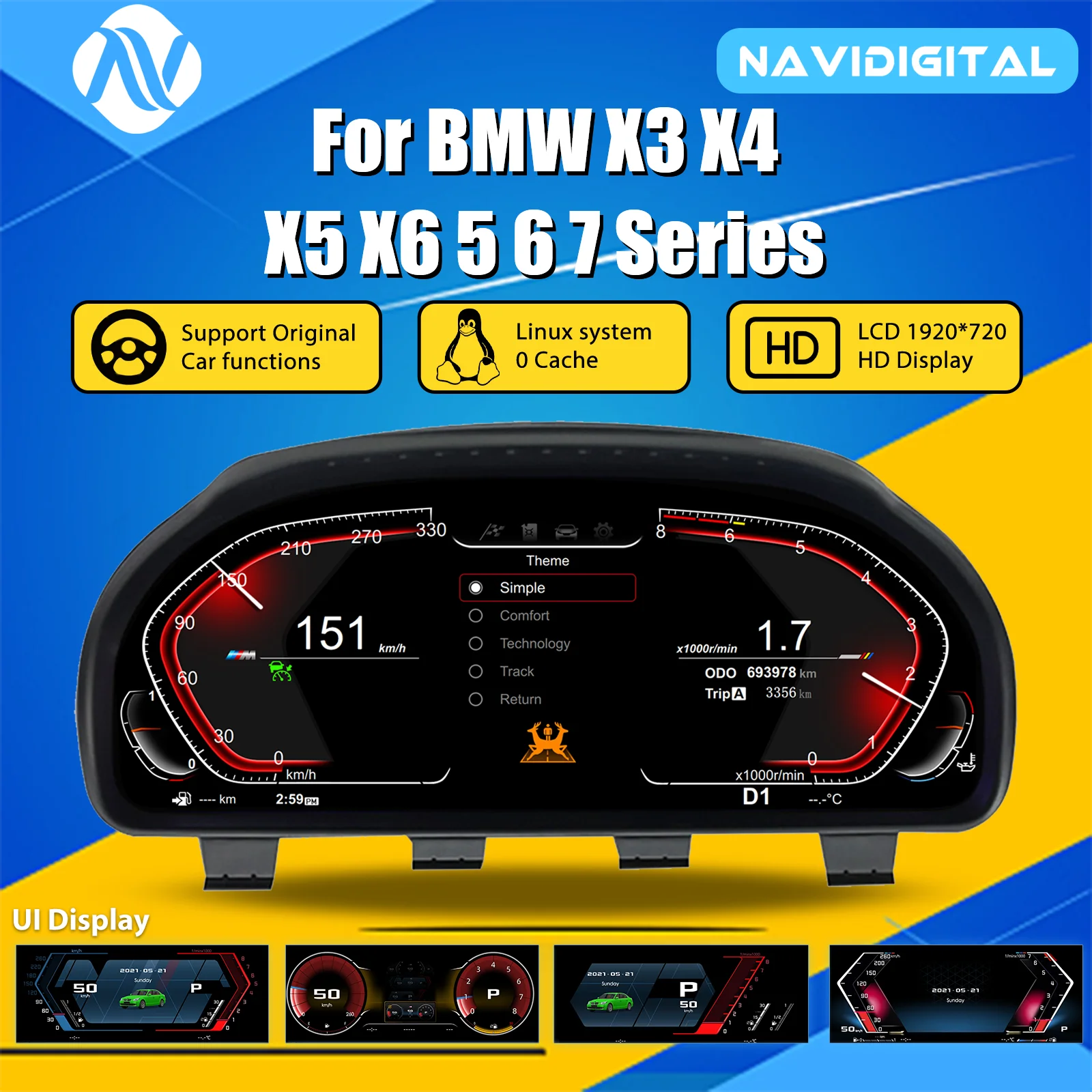 Tableau de Bord Numérique BMW F10 F11 F07 F01 Cockpit Virtuel - vue de face - Becquet Voiture