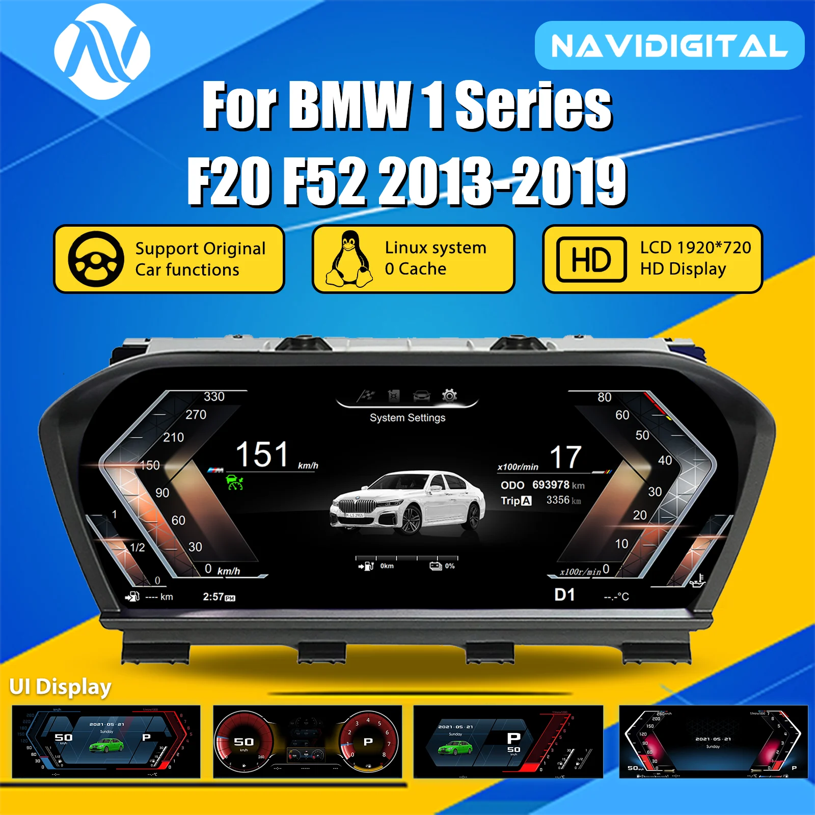 Tableau de Bord Numérique BMW F20 F22 F48 2013-2019 - vue de face - Becquet Voiture