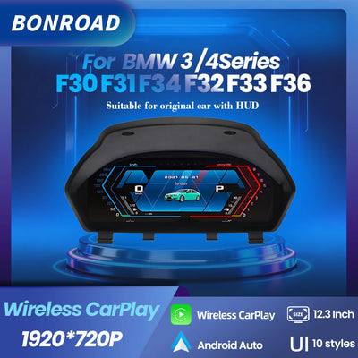 Tableau de Bord Numérique BMW F30 CarPlay 12,3 Pouces - vue de face - Becquet Voiture