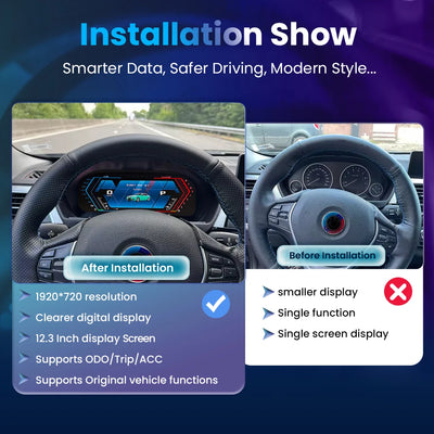 Tableau de Bord Numérique BMW F30 CarPlay 12,3 Pouces - vue de profil - Becquet Voiture