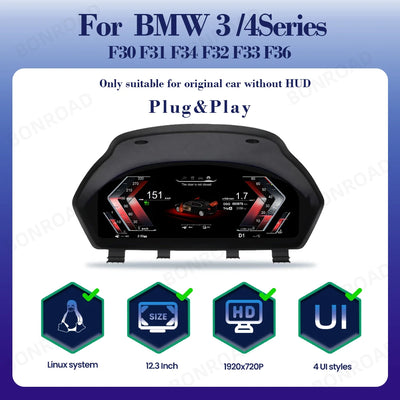 Tableau de Bord Numérique BMW F30 F34 Série 3 et 4 - détail du montage - Becquet Voiture