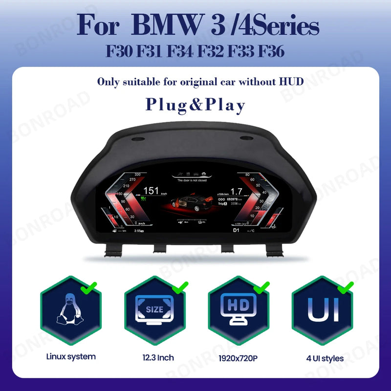 Tableau de Bord Numérique BMW F30 F34 Série 3 et 4 - détail du montage - Becquet Voiture
