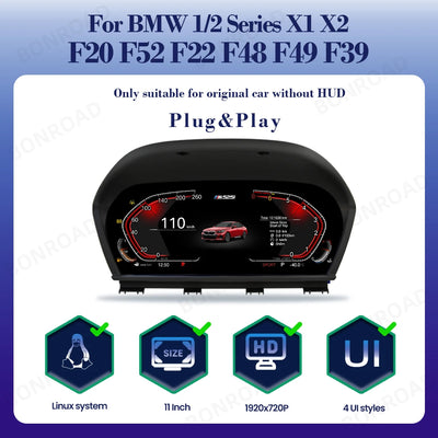 Tableau de Bord Numérique BMW Série 1 2 F20 X1 X2 CarPlay - détail du montage - Becquet Voiture