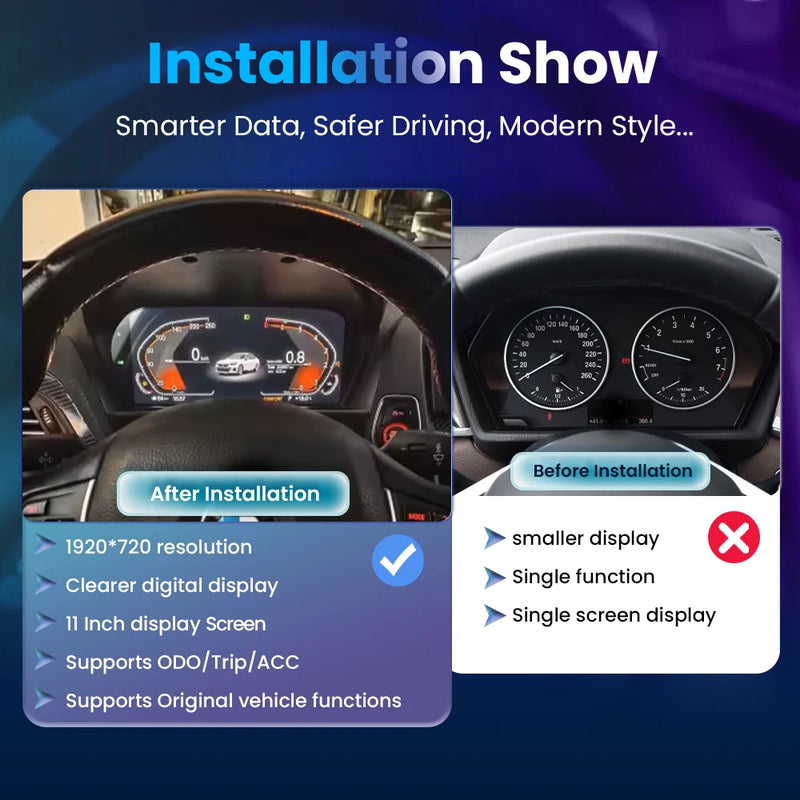 Tableau de Bord Numérique BMW Série 1 2 F20 X1 X2 CarPlay - vue de profil - Becquet Voiture