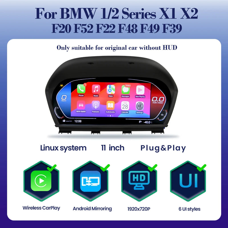 Tableau de Bord Numérique BMW Série 1 2 X1 X2 - vue rapprochée - Becquet Voiture