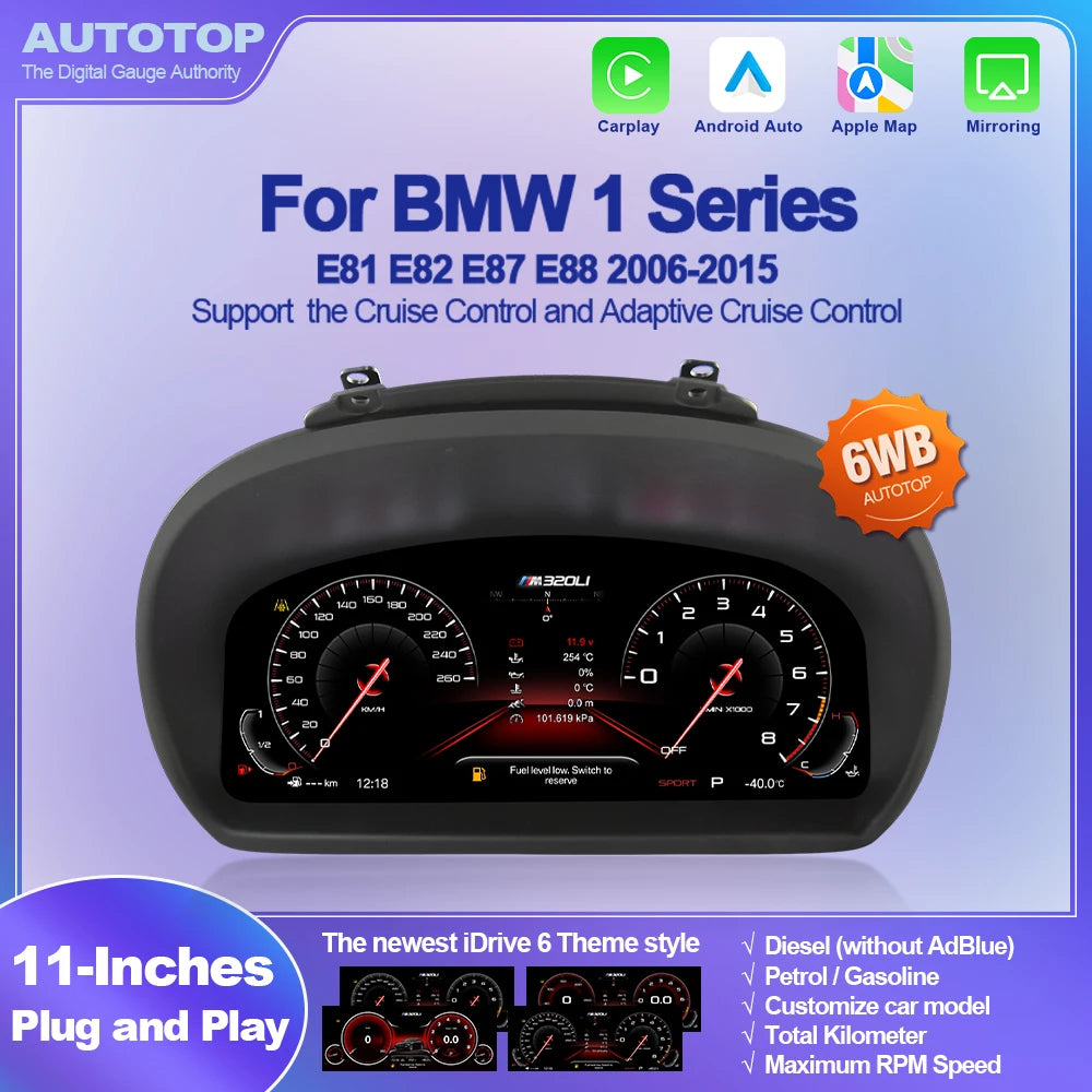 Tableau de Bord Numérique BMW Série 1 E87 - vue de face - Becquet Voiture
