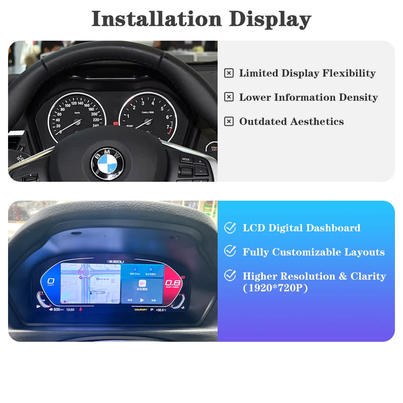 Tableau de Bord Numérique BMW Série 1 E87 - vue de profil - Becquet Voiture