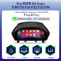 Tableau de Bord Numérique BMW Série 3 4 F30 CarPlay Android Auto - vue de dessus - Becquet Voiture