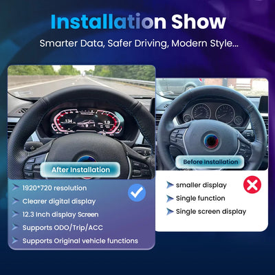 Tableau de Bord Numérique BMW Série 3 4 F30 CarPlay Android Auto - vue de profil - Becquet Voiture