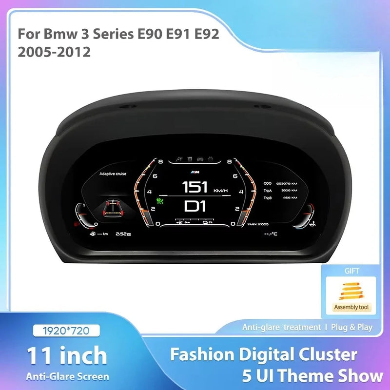 Tableau de Bord Numérique BMW Série 3 E90 E91 E92 2005-2012 - vue de face - Becquet Voiture