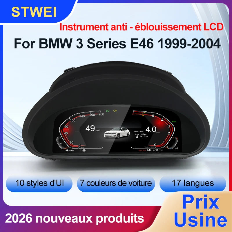 Tableau de Bord Numérique BMW Série 3 M3 E46 - vue de face - Becquet Voiture