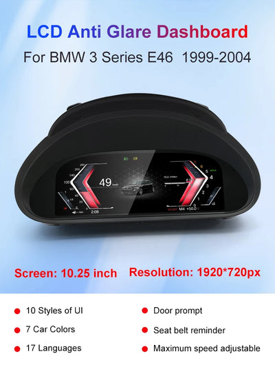 Tableau de Bord Numérique BMW Série 3 M3 E46 - vue rapprochée - Becquet Voiture