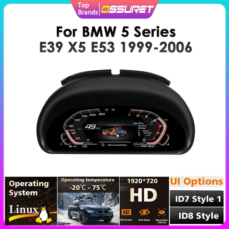 Tableau de Bord Numérique BMW Série 5 E39 X5 E53 (réf. 2) - vue de face - Becquet Voiture