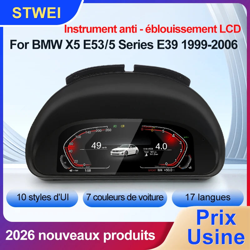 Tableau de Bord Numérique BMW Série 5 E39 X5 E53 - vue de face - Becquet Voiture