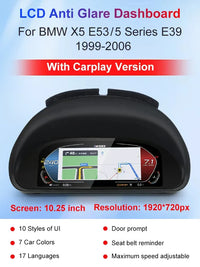 Tableau de Bord Numérique BMW Série 5 E39 X5 E53 - vue rapprochée - Becquet Voiture