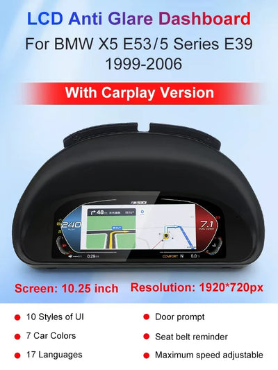 Tableau de Bord Numérique BMW Série 5 E39 X5 E53 - vue rapprochée - Becquet Voiture