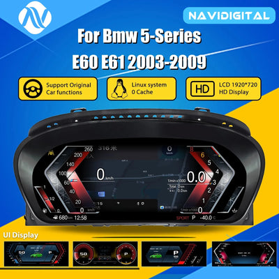 Tableau de Bord Numérique BMW Série 5 E60 E61 2003-2009 - vue de face - Becquet Voiture