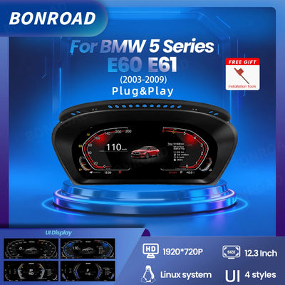 Tableau de Bord Numérique BMW Série 5 E60 - vue de face - Becquet Voiture