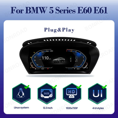 Tableau de Bord Numérique BMW Série 5 E60 - vue rapprochée - Becquet Voiture