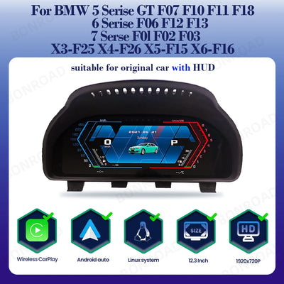 Tableau de Bord Numérique BMW Série 5 F10 - vue rapprochée - Becquet Voiture