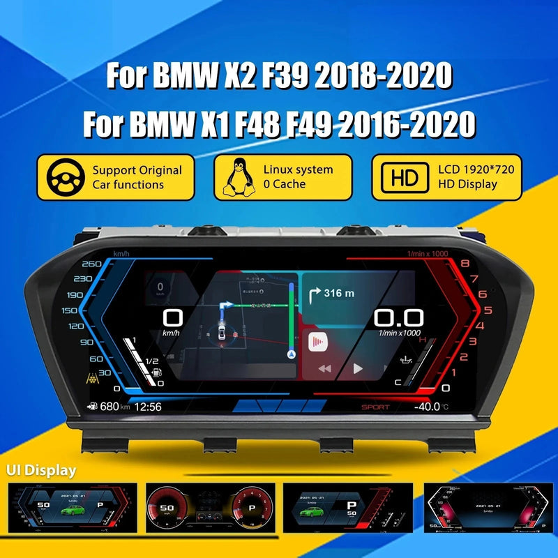 Tableau de Bord Numérique BMW X1 F48 F49 X2 F39 2016-2020 - vue de face - Becquet Voiture