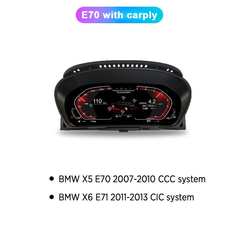BMW X5 E70 X6 E71 2006-2013 Digital Dashboard with CarPlay - close-up view - Becquet Voiture