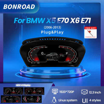 Tableau de Bord Numérique BMW X5 E70 X6 E71 CarPlay 12,3" - vue de face - Becquet Voiture
