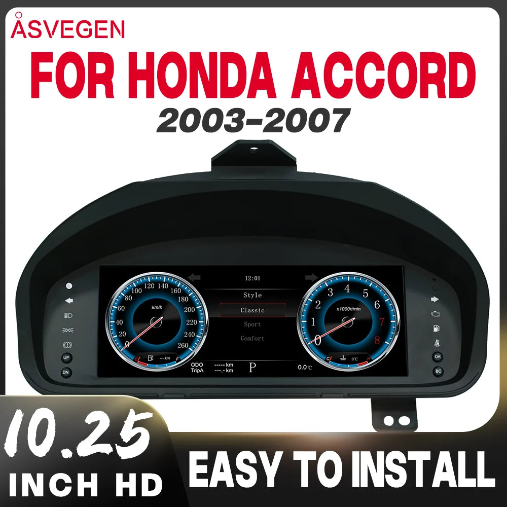 Tableau de Bord Numérique Honda Accord 2003-2007 - vue de face - Becquet Voiture