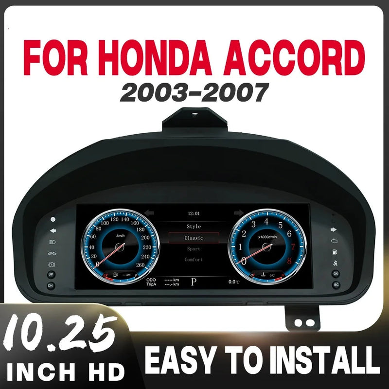 Tableau de Bord Numérique Honda Accord 2003-2007 - vue de face - Becquet Voiture