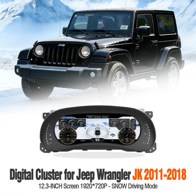 Tableau de Bord Numérique Jeep Wrangler JK 2007-2018 12,3 Pouces - vue de dessus - Becquet Voiture