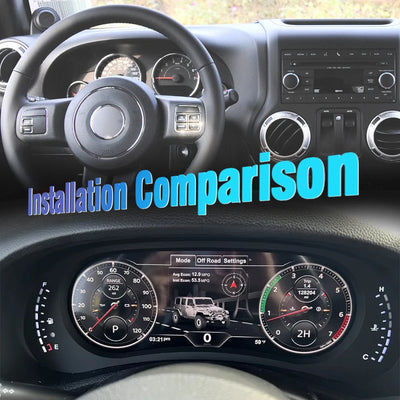 Tableau de Bord Numérique Jeep Wrangler JK 2007-2018 12,3 Pouces - vue de profil - Becquet Voiture