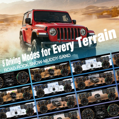 Tableau de Bord Numérique Jeep Wrangler JK 2007-2018 12,3 Pouces - vue de trois-quarts - Becquet Voiture