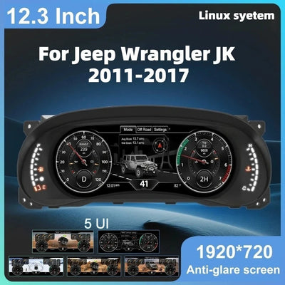 Tableau de Bord Numérique Jeep Wrangler JK 2011-2017 - vue de face - Becquet Voiture