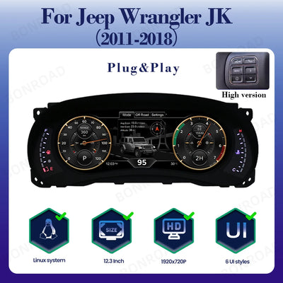 Tableau de Bord Numérique Jeep Wrangler JK 2011-2018 - détail du montage - Becquet Voiture