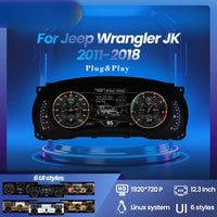 Tableau de Bord Numérique Jeep Wrangler JK 2011-2018 - vue de face - Becquet Voiture
