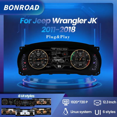 Tableau de Bord Numérique Jeep Wrangler JK 2011-2018 - vue de face - Becquet Voiture