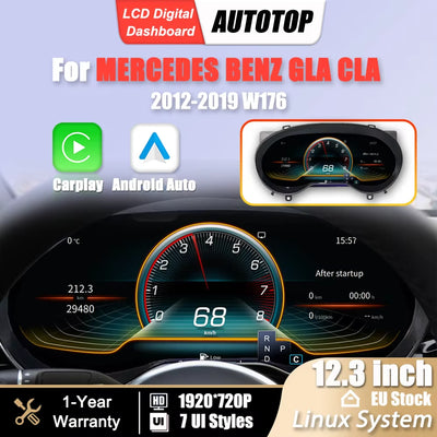 Tableau de Bord Numérique Mercedes Classe A GLA CLA 2012-2019 - vue de face - Becquet Voiture