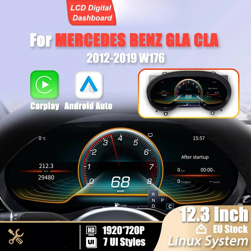 Digital Instrument Cluster Mercedes A-Class GLA CLA 2012-2019 - front view - Becquet Voiture