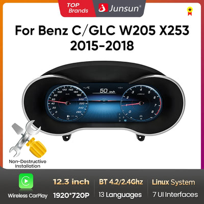 Tableau de Bord Numérique Mercedes Classe C GLC 2015-2018 - vue de face - Becquet Voiture