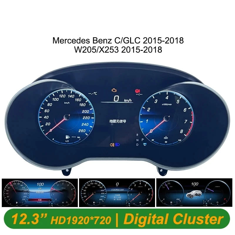 Tableau de Bord Numérique Mercedes Classe C GLC W205 W253 NTG 5.0 5.5 - vue de face - Becquet Voiture