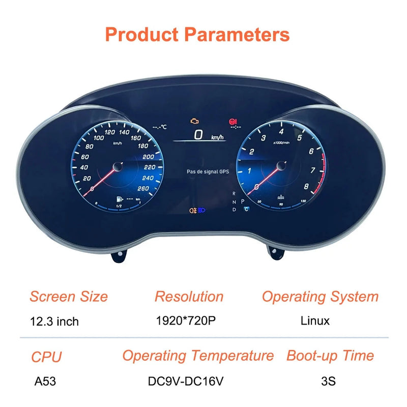 Digital Instrument Cluster Mercedes C-Class GLC W205 W253 NTG 5.0 5.5 - three-quarter view - Becquet Voiture