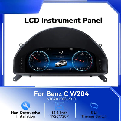 Tableau de Bord Numérique Mercedes Classe C W204 2008-2011 - vue de face - Becquet Voiture