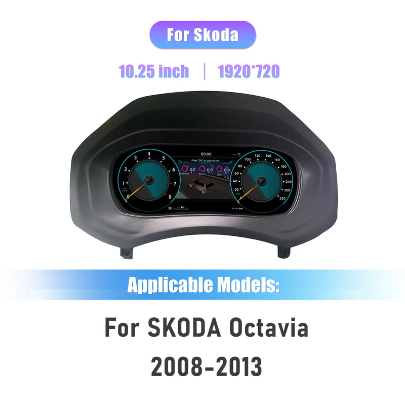 Tableau de Bord Numérique Skoda Octavia 2008-2013 - vue de dessus - Becquet Voiture