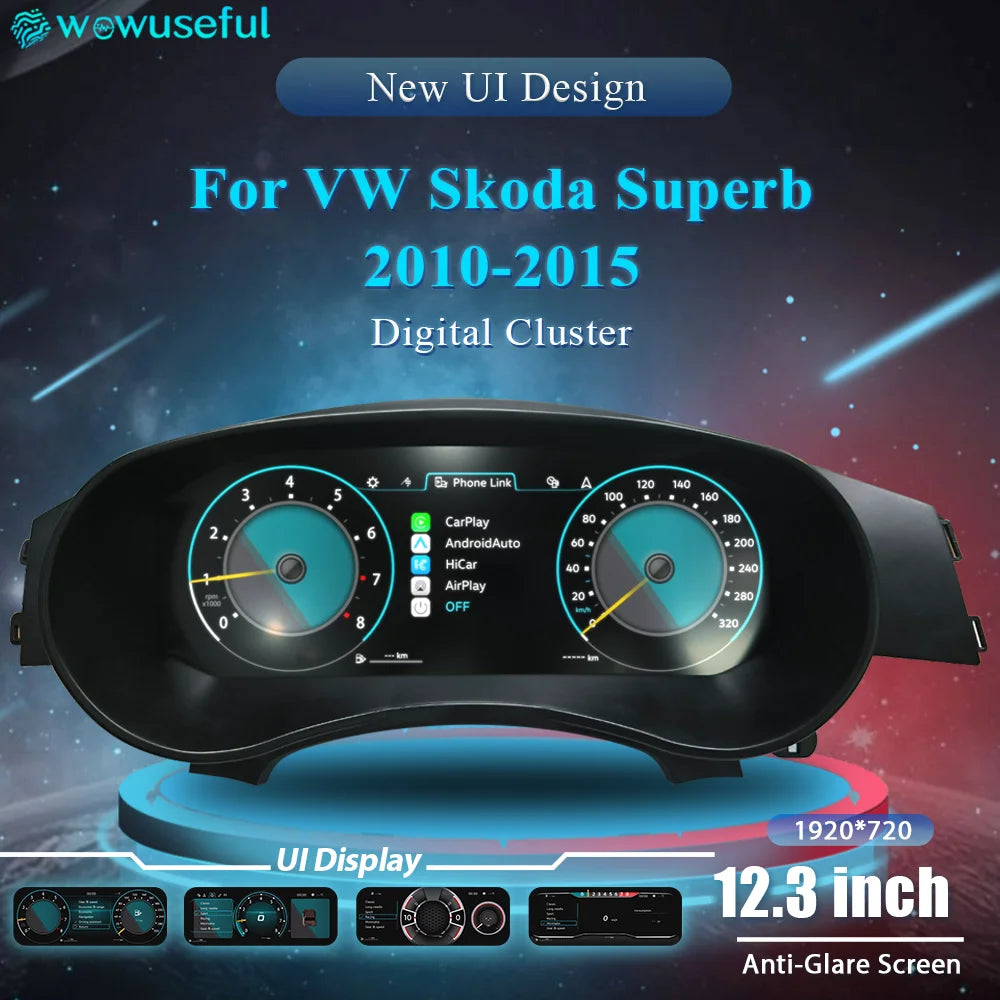 Tableau de Bord Numérique Skoda Superb 2 2010-2015 - vue de face - Becquet Voiture