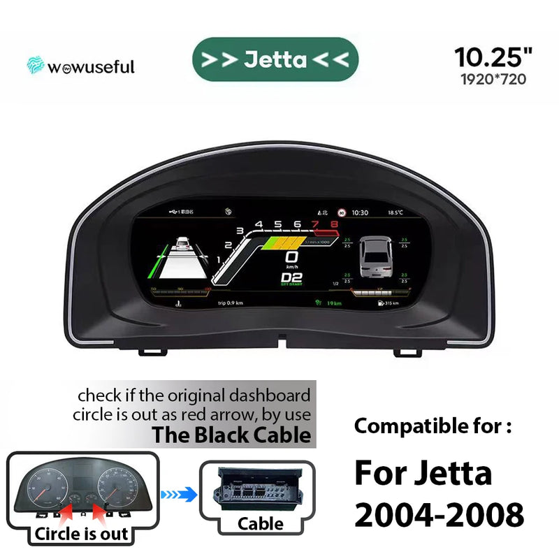 Digitales Kombiinstrument Volkswagen Caddy Touran Golf 5 - Montagedetail - Becquet Voiture