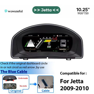 Tableau de Bord Numérique Volkswagen Caddy Touran Golf 5 - vue rapprochée - Becquet Voiture